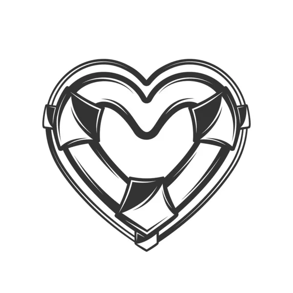 Простий Силует Життєзабезпечення Формі Серця Ізольованого Білому Тлі Векторні Ілюстрації — стоковий вектор