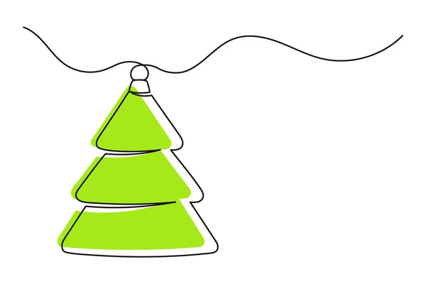 Dibujo Continuo Una Línea Del Árbol Navidad Árbol Navidad Color — Archivo Imágenes Vectoriales