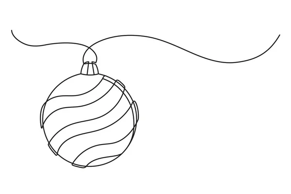 Desenho Contínuo Uma Linha Bola Natal Bola Natal Isolada Fundo — Vetor de Stock