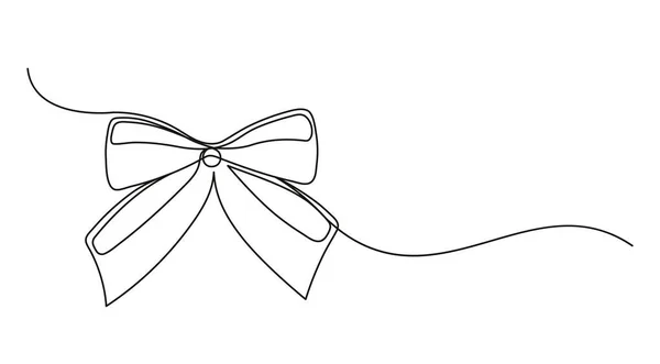 Continuous One Line Drawing Christmas Bow Christmas Bow Isolated White — Stock Vector