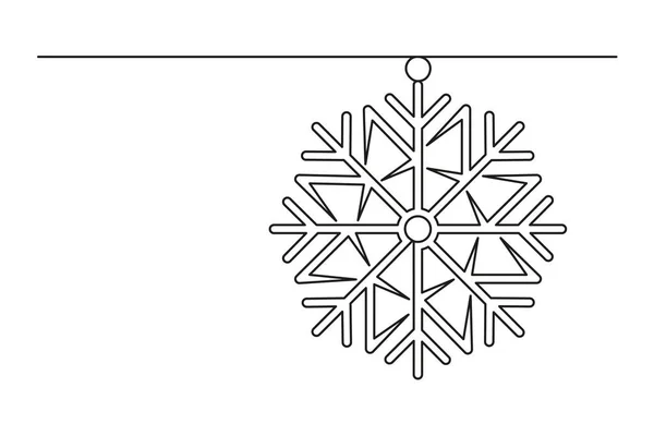 Dibujo Continuo Una Línea Copo Nieve Navidad Copo Nieve Navidad — Vector de stock