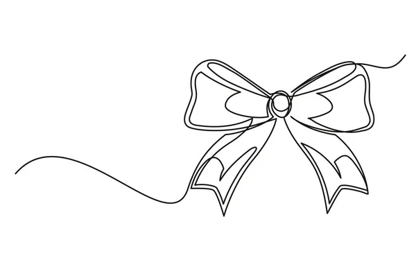 クリスマスの弓の連続的な1行の図面 白い背景に隔離されたクリスマスの弓 ベクターイラスト — ストックベクタ