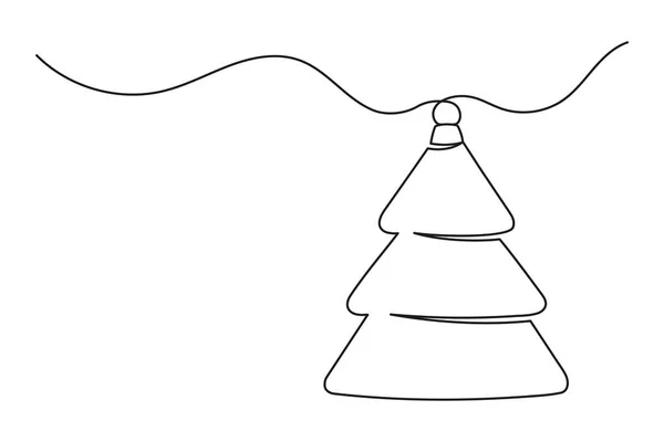 Безперервний Малюнок Різдвяної Ялинки Ялинка Ізольована Білому Тлі Векторні Ілюстрації — стоковий вектор
