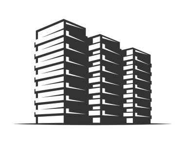 Modern bina inşaatı beyaz arka planda izole edilmiş. Vektör illüstrasyonu