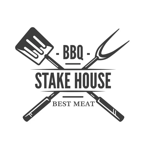 Barbecue Logo Spatula Fork Isolated White Background Bbq Concept Vector — Stockový vektor