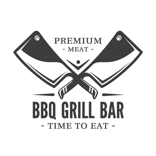 Barbecue Logo Meat Knives Isolated White Background Bbq Concept Vector — Stockový vektor