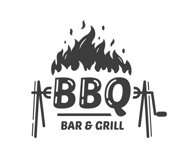 Barbecue Grill Logo Fire Isolated White Background Bbq Concept Vector — Stockový vektor