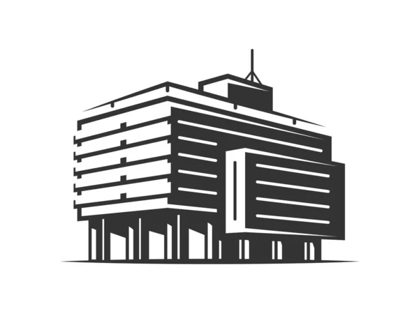 Construção Edifício Moderno Isolado Sobre Fundo Branco Ilustração Vetorial —  Vetores de Stock