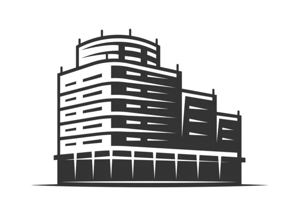 Construção Edifício Moderno Isolado Sobre Fundo Branco Ilustração Vetorial —  Vetores de Stock