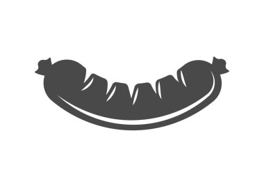 Beyaz arka planda izole edilmiş barbekü sosisi. Barbekü Konsepti. Barbekü Izgara Simgesi. Vektör illüstrasyonları