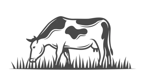 Farm Cow Isolated White Background Vector Illustration — Stock Vector