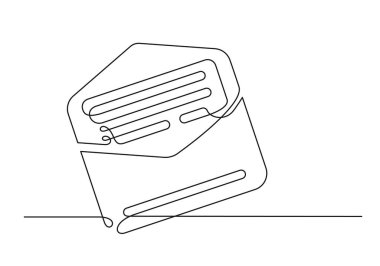 Bir posta satırının sürekli çizimi. Web konsepti. Posta beyaz bir arkaplanda izole edildi. Vektör illüstrasyonu