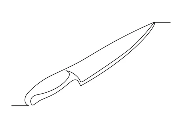 Dessin Continu Une Ligne Couteau Cuisine Couteau Cuisson Isolé Sur — Image vectorielle