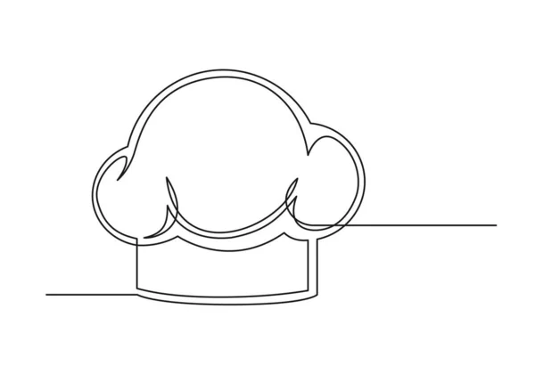 シェフの帽子の連続的な1行の図面 白い背景に隔離された調理帽子 ベクターイラスト — ストックベクタ
