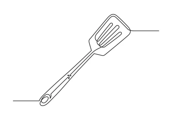 Eine Ununterbrochene Strichzeichnung Eines Küchenspachtels Kochspachtel Isoliert Auf Weißem Hintergrund — Stockvektor