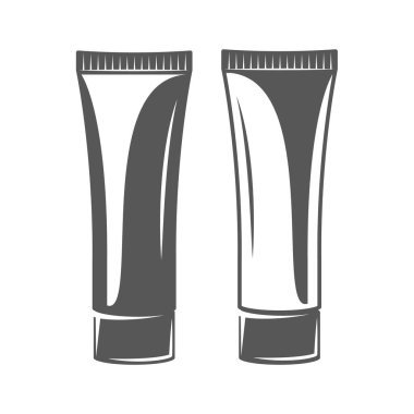 Klasik kozmetik kremi. Krem şişeleri beyaz arka planda izole edilmiş. Vektör illüstrasyonu