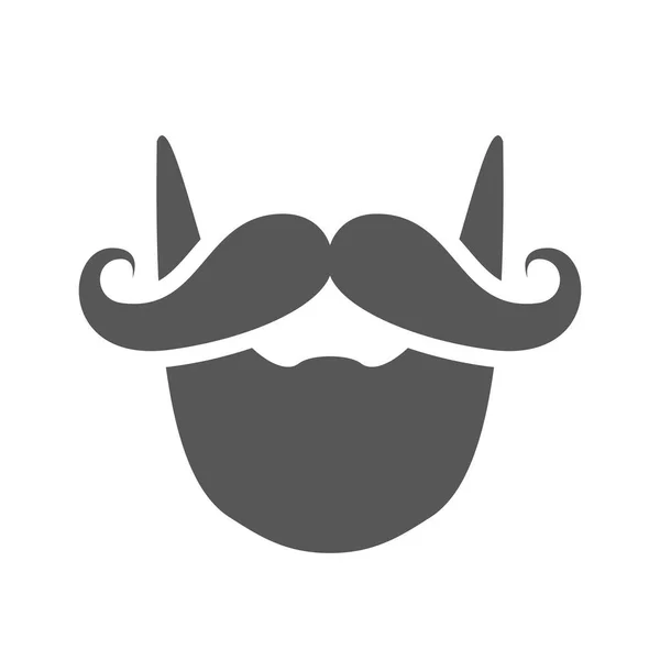 Vintage Beard Silhouette Moustache Isolated White Background Vector Illustration — Stock Vector