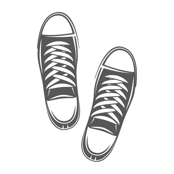 ヴィンテージスニーカーの靴のシルエットは白の背景に隔離 ベクターイラスト — ストックベクタ