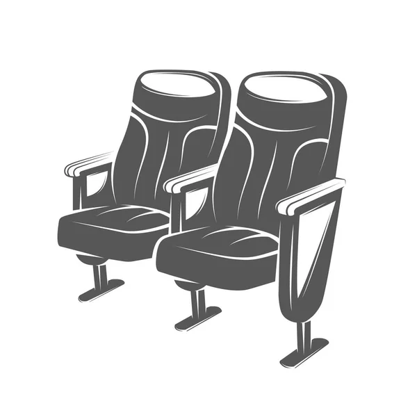 Vintage Theaterzetel Geïsoleerd Witte Achtergrond Cinema Fauteuil Vectorillustratie — Stockvector