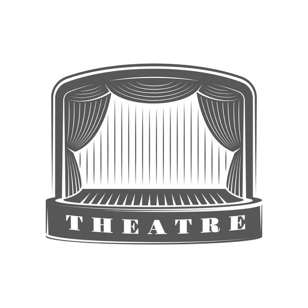 Tiyatronun Klasik Sahnesi Beyaz Arka Planda Izole Edilmiş Vektör Illüstrasyonu — Stok Vektör
