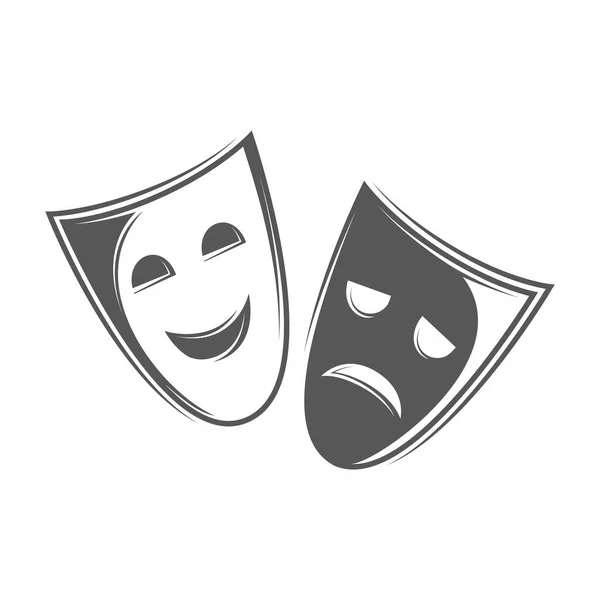 Vintage Theater Masks Isolated White Background Vector Illustration — Stok Vektör