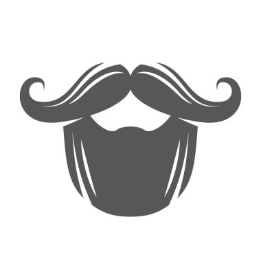 Beyaz arka planda izole edilmiş bıyıklı klasik sakal silueti. Vektör illüstrasyonu