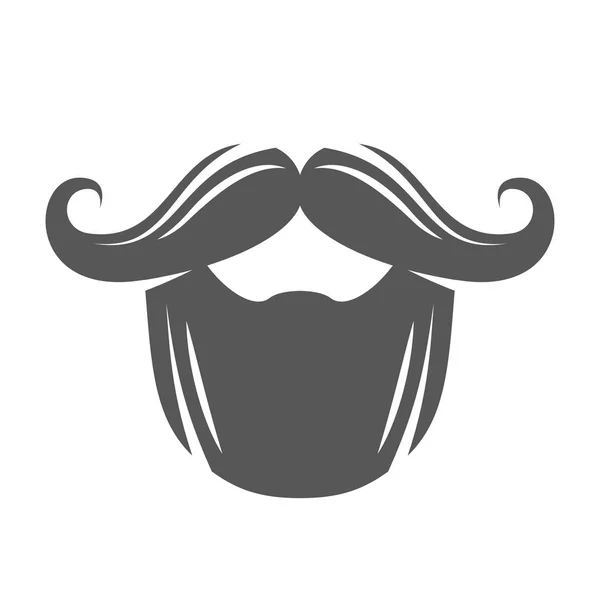 Silhueta Barba Vintage Com Bigode Isolado Fundo Branco Ilustração Vetorial — Vetor de Stock