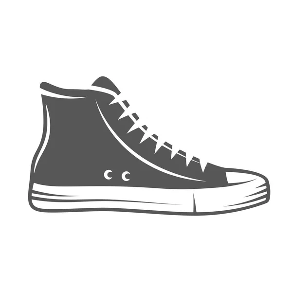 Vintage Sneakers Schoenen Silhouet Geïsoleerd Witte Achtergrond Vectorillustratie — Stockvector