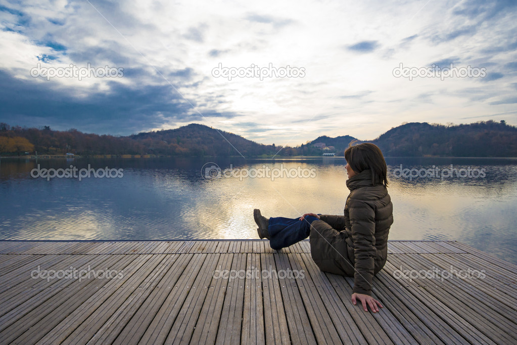 Girl admiring lake