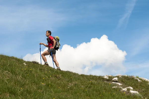 Trekking en los Alpes — Foto de Stock