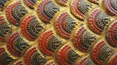Asya antik altın dev yılan ölçeği pattern.closeup