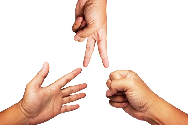 Hands in Scissor, Paper and Rock Game — Stock Photo, Image