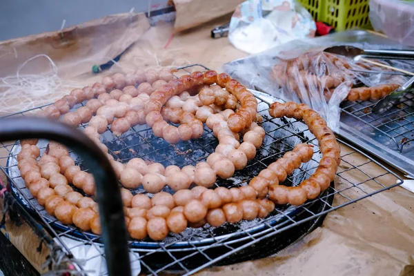 Grilled Sausages Delicious Street Food Thailand — Zdjęcie stockowe