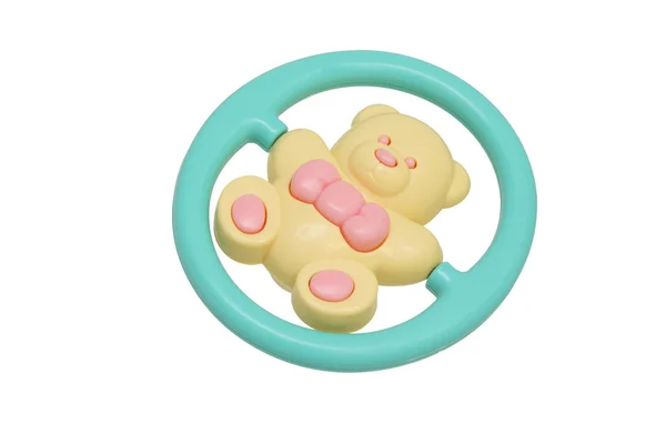 Children's toy rattle. Yellow bear. — Stock Photo, Image
