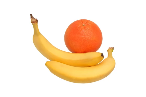 Two bananas and grapefruit — Stock Photo, Image