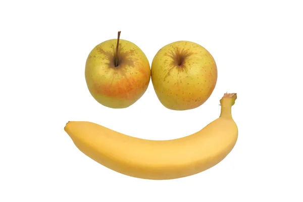 Two apples and banana — Stock Photo, Image