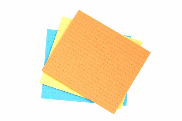 Μπλε, κίτρινο και πορτοκαλί ύφασμα για καθάρισμα. — Φωτογραφία Αρχείου