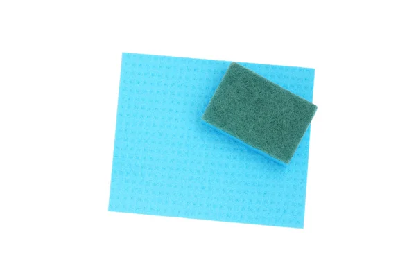 Blue sponge and cloth for cleaning. — Stock Photo, Image