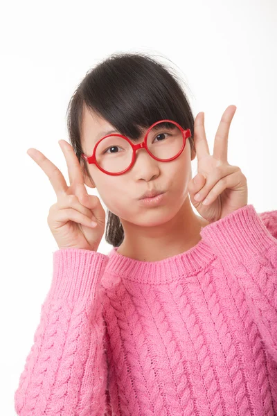 Beautiful Asian woman displaying a bit of attitude isolated on a white background — ストック写真