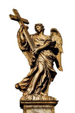 Ponte Saint Angelo bridge statue by Giovanni Bernini Rome Italy isolated on white background