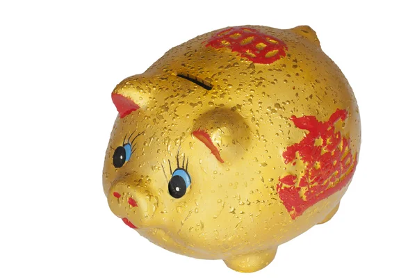 Chinese piggy bank isolated in white background with a clipping path — Stock Photo, Image