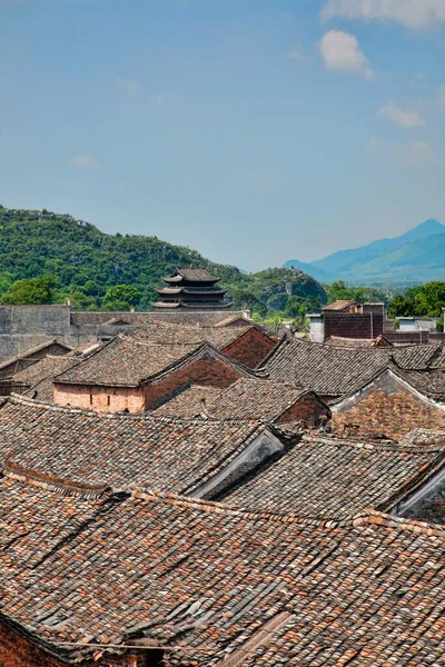 Vârfurile Acoperișului Unui Oraș Antic Din Provincia Hunan China — Fotografie, imagine de stoc