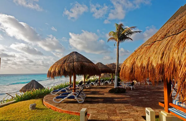 Águas Azul Turquesa Praias Areia Branca Cancún Península Yucatan Quintana — Fotografia de Stock