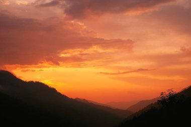 Sunset of the mountains in the Great Smoky Mountains National Park, Tennessee, USA