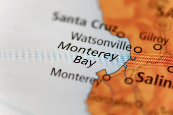 Travel Map Coast California Showing Monterey Bay Usa — стокове фото