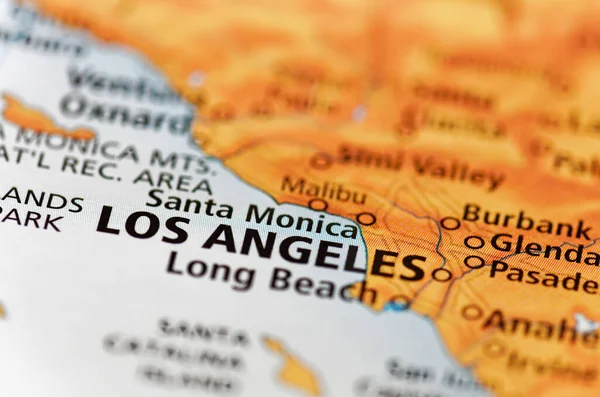 Travel Map Coast California Showing Los Angeles Usa — Fotografia de Stock