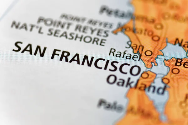 Travel Map Coast California Showing San Francisco Usa —  Fotos de Stock