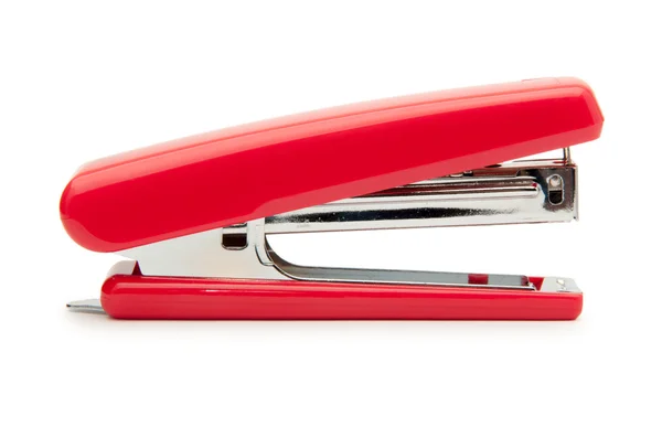 Red stapler on a white background. — Stock Photo, Image