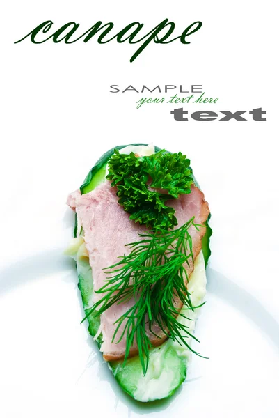 Cucumber canape with place for your text. — Stock Photo, Image
