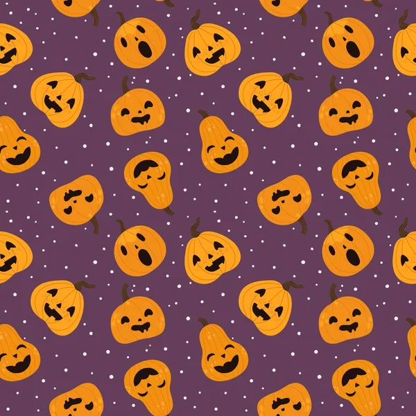 Nahtloses Muster Für Den Halloween Urlaub Mit Niedlichen Kürbis Jack — Stockvektor